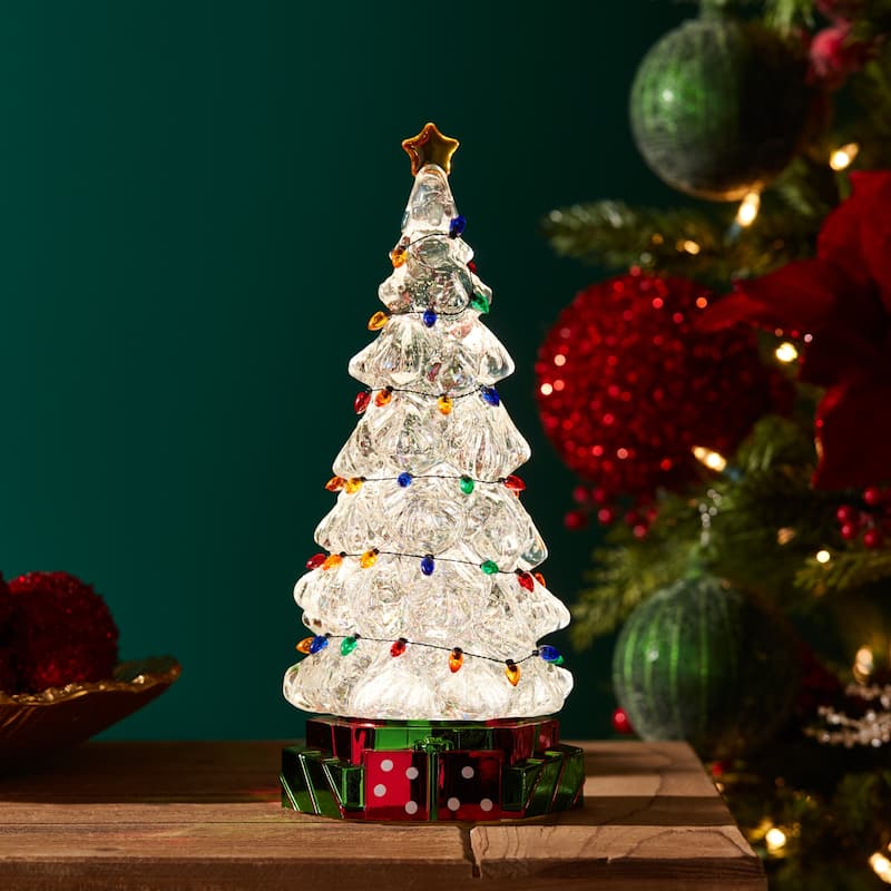 LED Christmas Tree 11.5 Inch with Colorful Lights and USB/AA Power Option - 3.25” x 3.25” x 9.5”