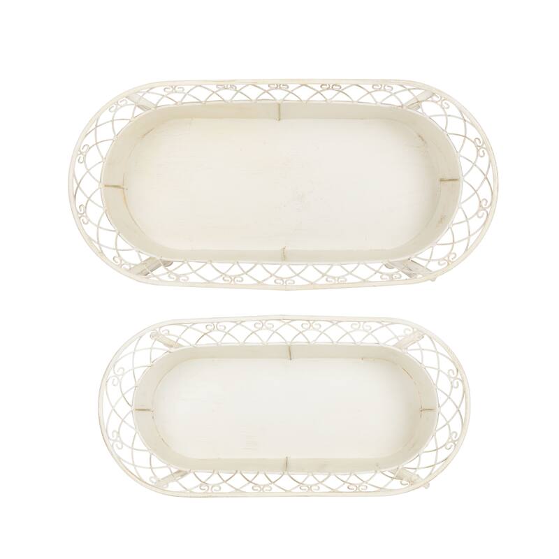 SAFAVIEH Kaya Victorian Scroll Iron Outdoor Planter Set of 2 - 28.4" W x 15.4" D x 32.7 H - 28Wx32Dx15H