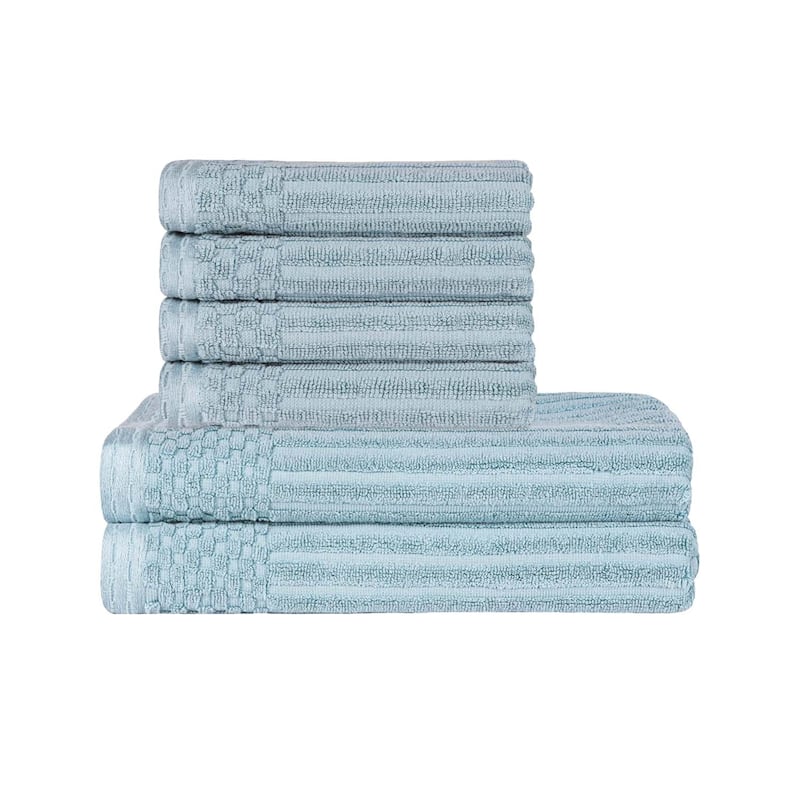 Superior Ribbed Cotton Absorbent Heavyweight Hand Towel and Bath Towel Set