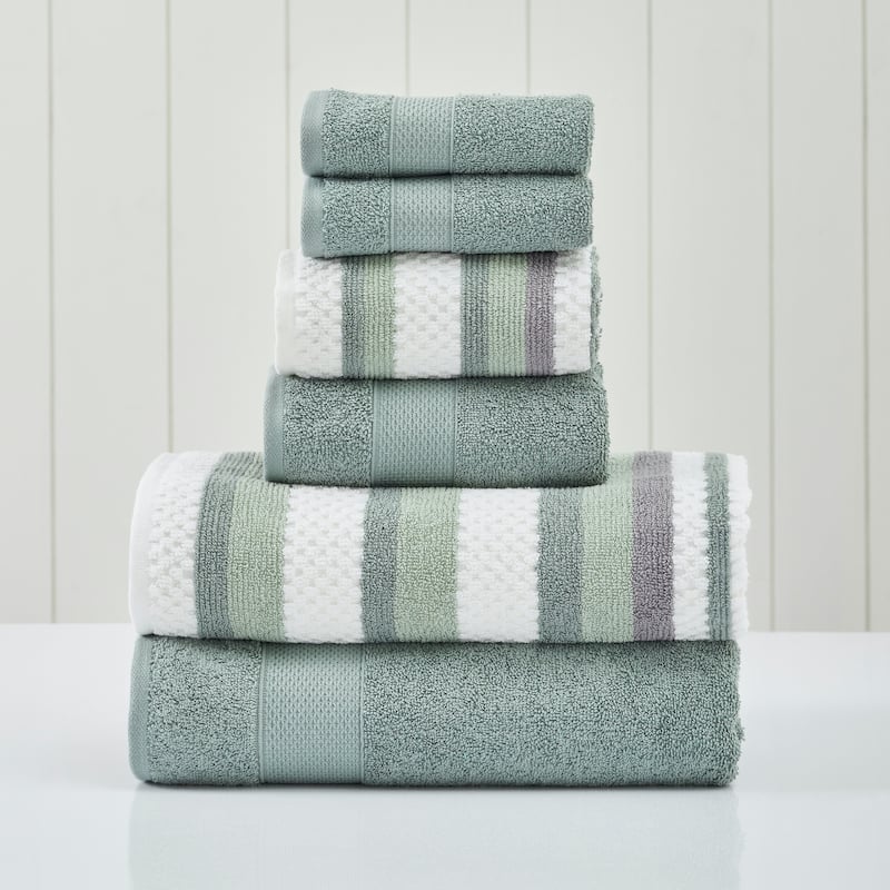 Modern Threads Pax 6-Piece Yarn Dyed 100-Percent Cotton Towel Set - Ivy