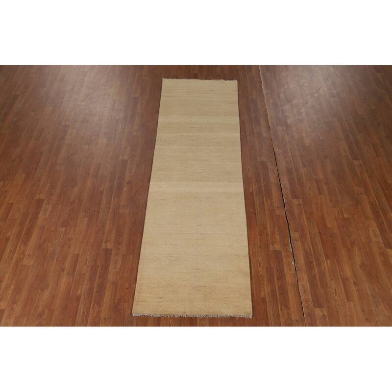 Striped Gabbeh Modern Runner Rug Hand-Knotted Wool Carpet - 2'10"x 9'6"