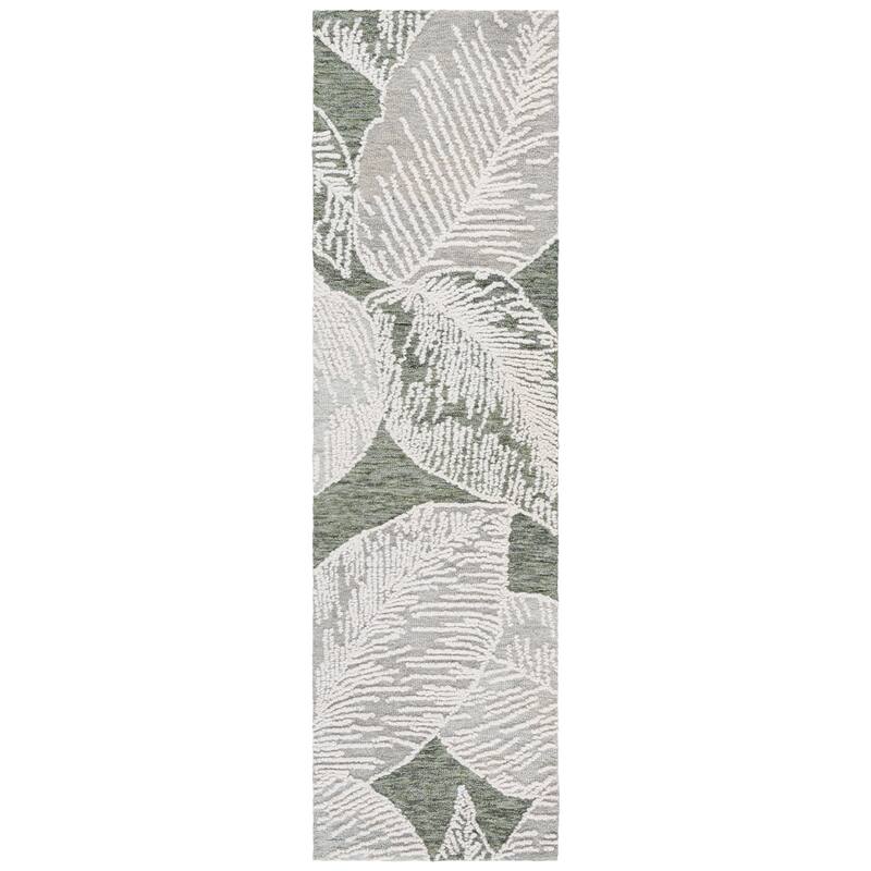 SAFAVIEH Handmade Jardin Mridula Wool Rug - Green/Ivory - 2'3" x 8' Runner