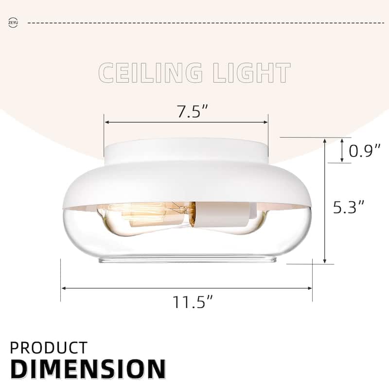 Ceiling Light Flush Mount Light Fixture with Clear Glass