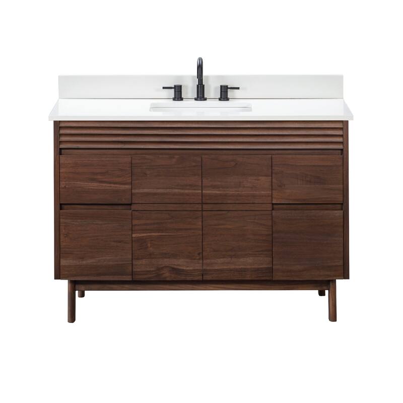 Avanity Carina Bathroom Vanity in Coffee Teak with White Engineered Stone Top