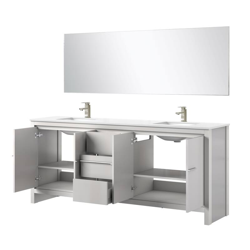 Lafarre Bath Vanity with Cultured Marble Top, Sink, Mirror and Brushed Nickel Faucet
