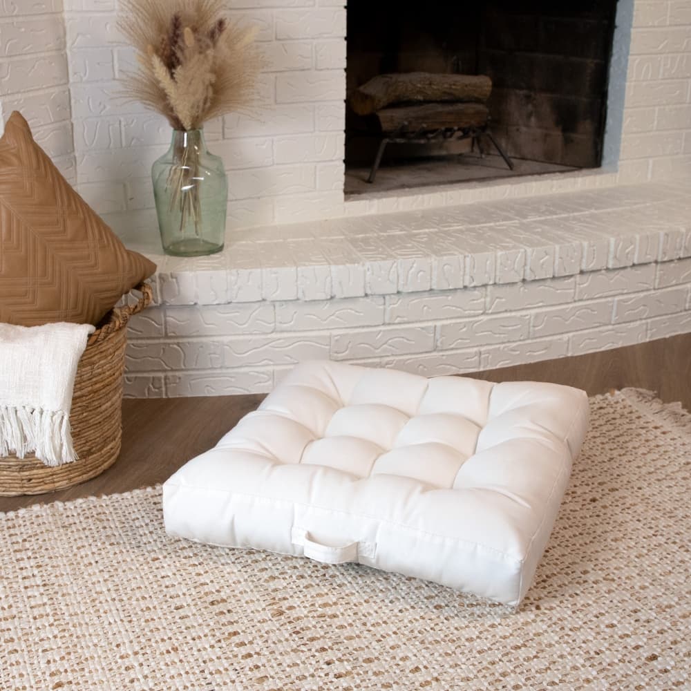 Sorra Home Sunbrella Square Tufted Floor Pillow with Handle