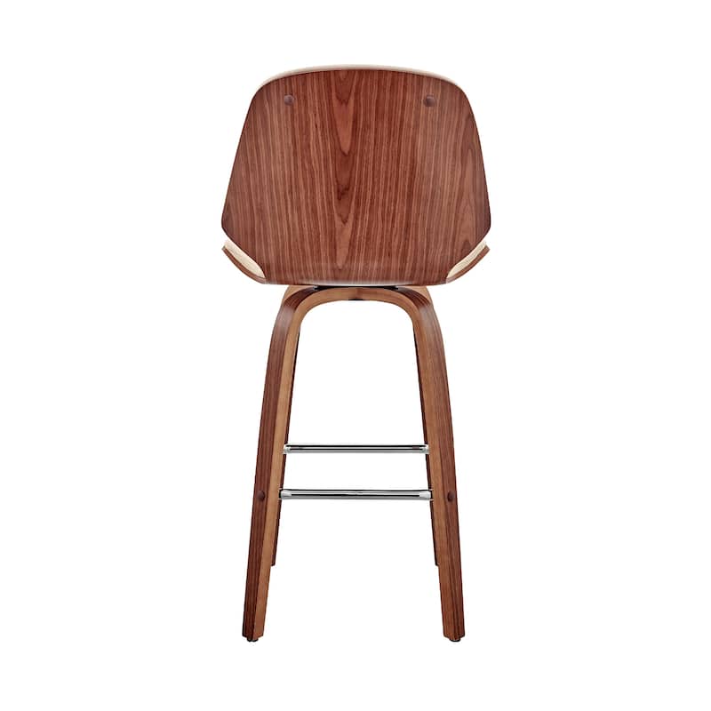 Arabela Faux Leather and Wood Swivel Counter Stool - Walnut
