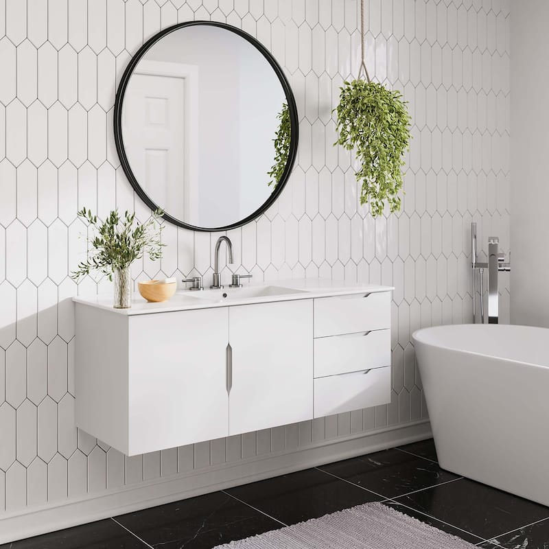 Vitality 48" Single Sink Bathroom Vanity - White White