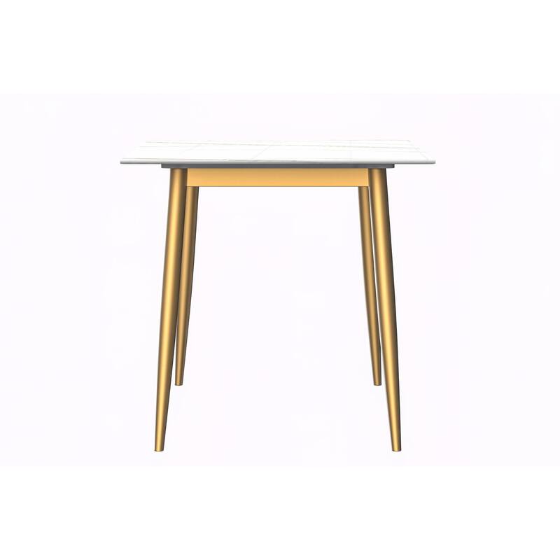 Zayle Dining Table with a 71" Rectangular Top and Gold Steel Base