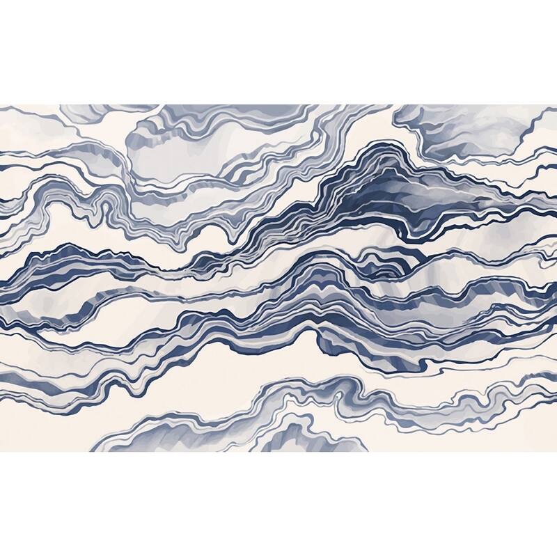 GK Wall Design Blue White Stripe Nordic Abstract Waves Wallpaper