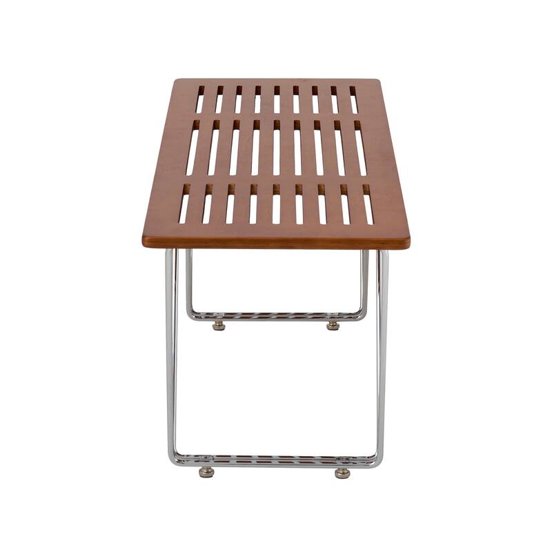 Pasargad Home Fuji Bench, Brown/Silver - W47.2"xD15.4"xH16.5"