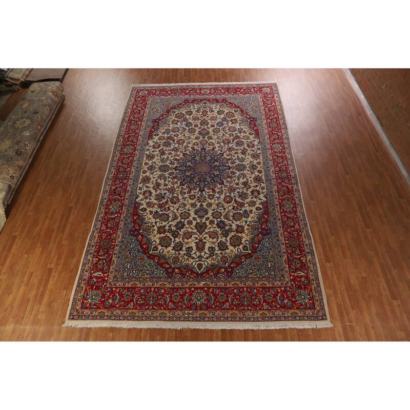 Hand Knotted Oriental 100% Wool Carpet Traditional Floral Beige & Ivories Najafabad Area Rug - 16' 1'' X 9' 11''