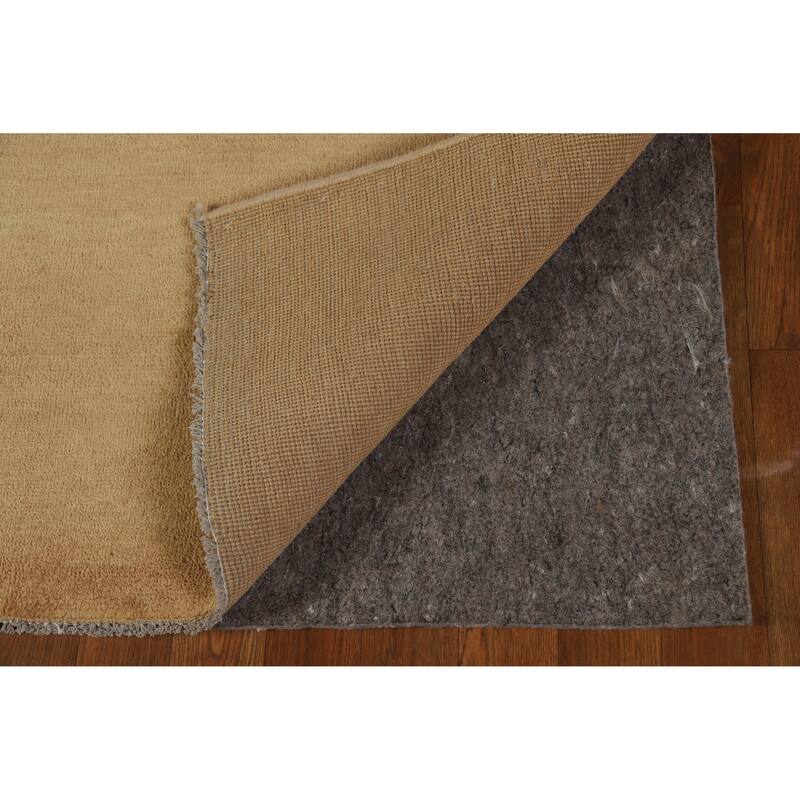Hand Knotted Oriental 100% Wool Carpet Modern Solid Yellow & Gold Gabbeh Runner Rug - 10' 2'' X 3' 1''