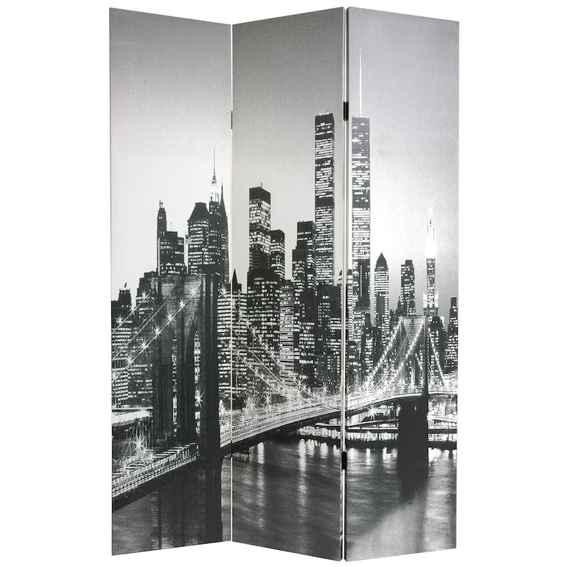 Handmade Canvas New York City Double-sided Room Divider (China)
