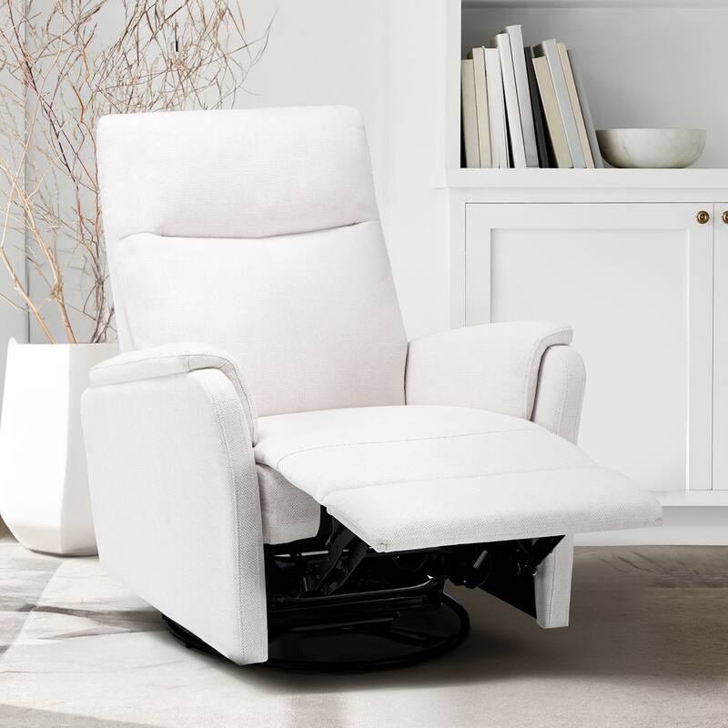 Fabric Recliner Sofa Chair - Swivel Rocking with XL Footrest - Single Seat for Living Room