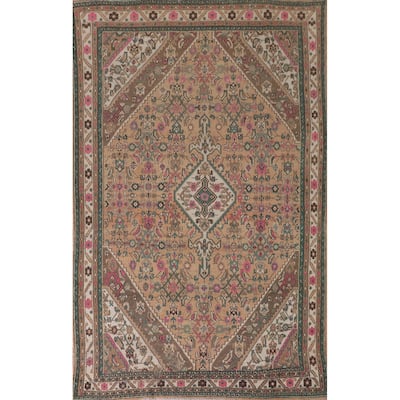 Geometric Hamedan Persian Vintage Area Rug Handmade Wool Carpet - 6'7"x 10'4"