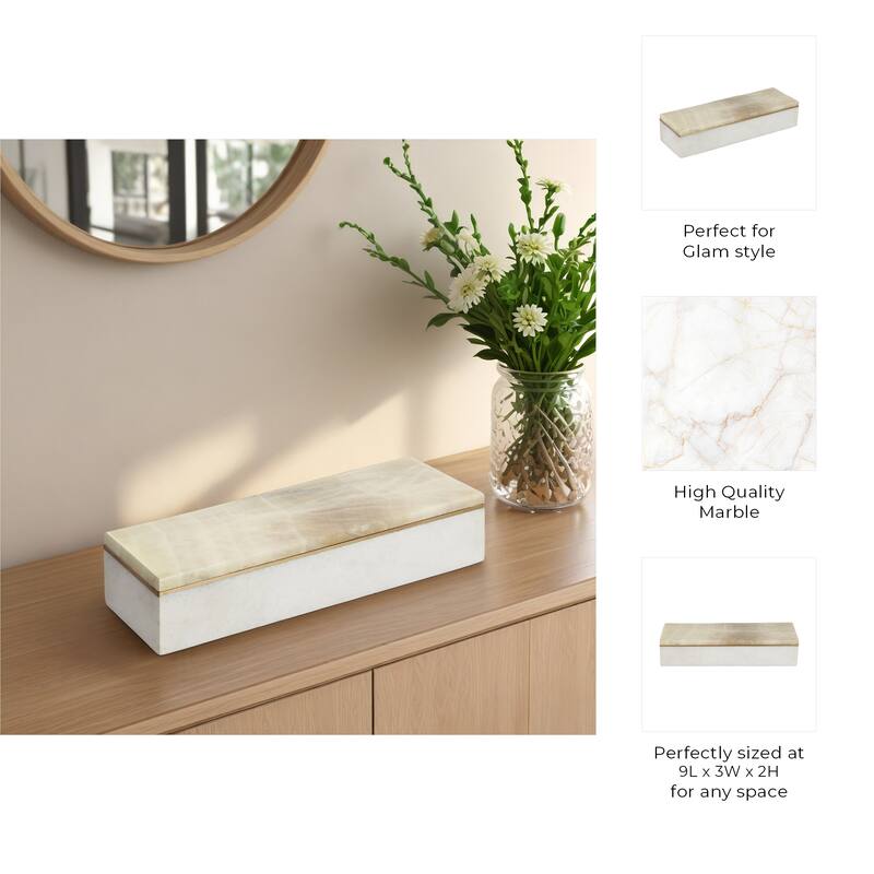 Marble Decorative Storage Box Lidded Keepsakes Jewelry Organizer