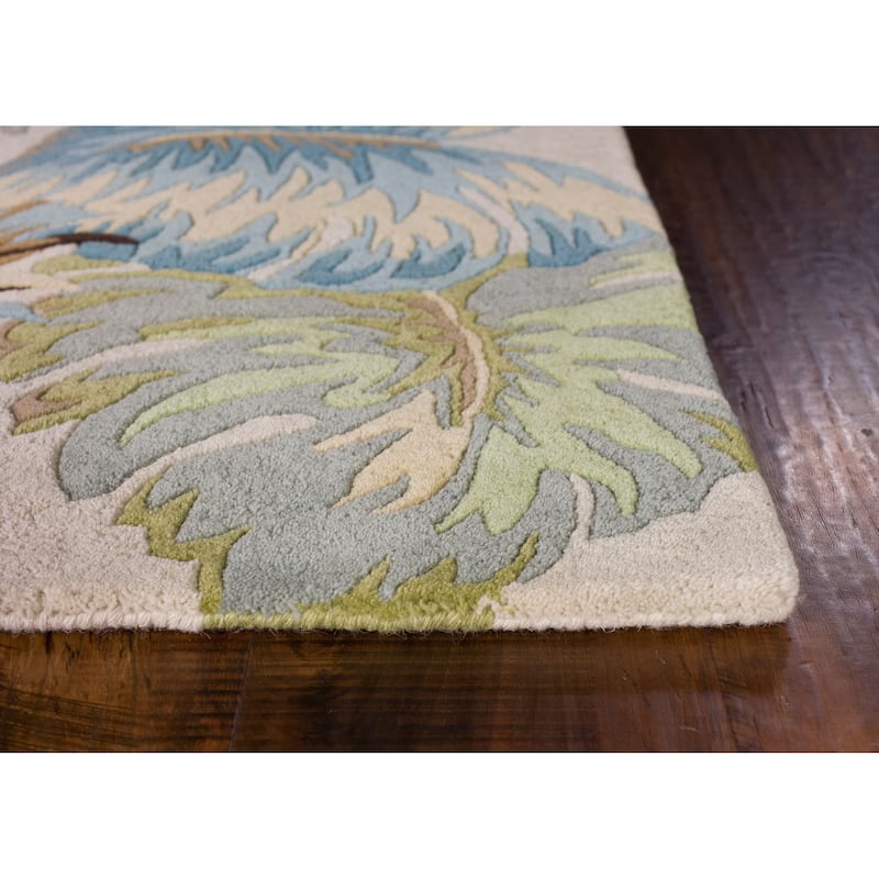 Domani Ivory/Blue Botanical Tropics Hand-Tufted Wool Area Rug