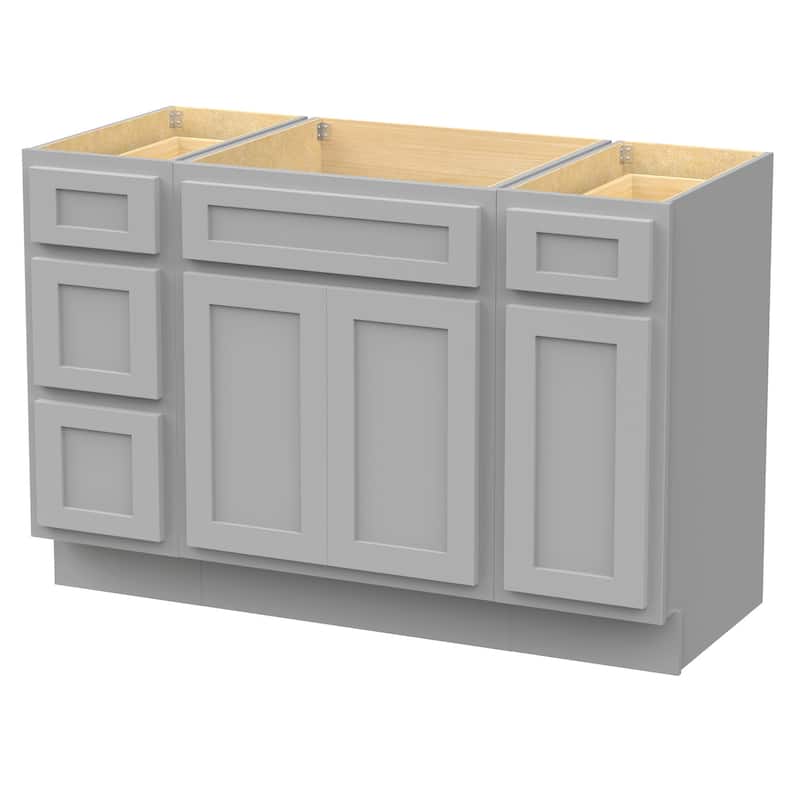 Vanity Art 48" Oak Freestanding Bathroom Vanity Cabinet without Top