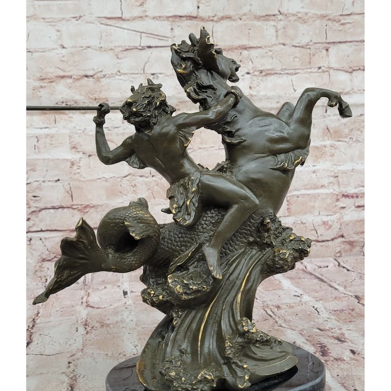 Bronze Poseidon Sculpture – Greek Sea God On Hippocampus Figurine