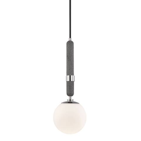 Mitzi by Hudson Valley Brielle 1-light Polished Nickel Small Pendant, Opal Acid Etched Glass
