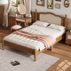 preview thumbnail 1 of 18, Wood Platform Bed with Natural Rattan Headboard, Minimalist Design for Bedroom Walnut - Full