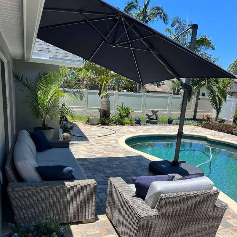 PURPLE LEAF 8 ft 360 Degree Rotation Patio Umbrella With Base