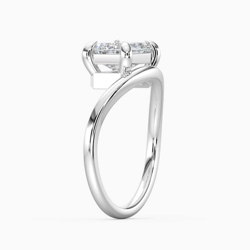 Auriya 14K Gold Lab Grown Diamond Emerald Cut Curved Solitaire Engagement Ring 1.00 - 5.00ct. tw. (F-G, VS)