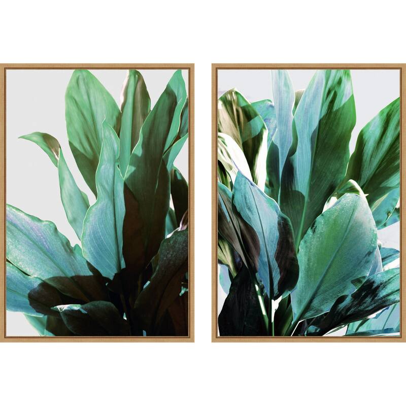 Amanti Art Green Leaves No. 1 & 2 2 Piece by Gemma Bardot Framed Canvas Wall Art