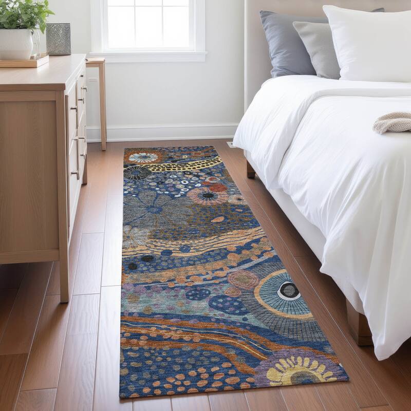 Machine Washable Indoor/ Outdoor Whimsy Floral Chantille Rug