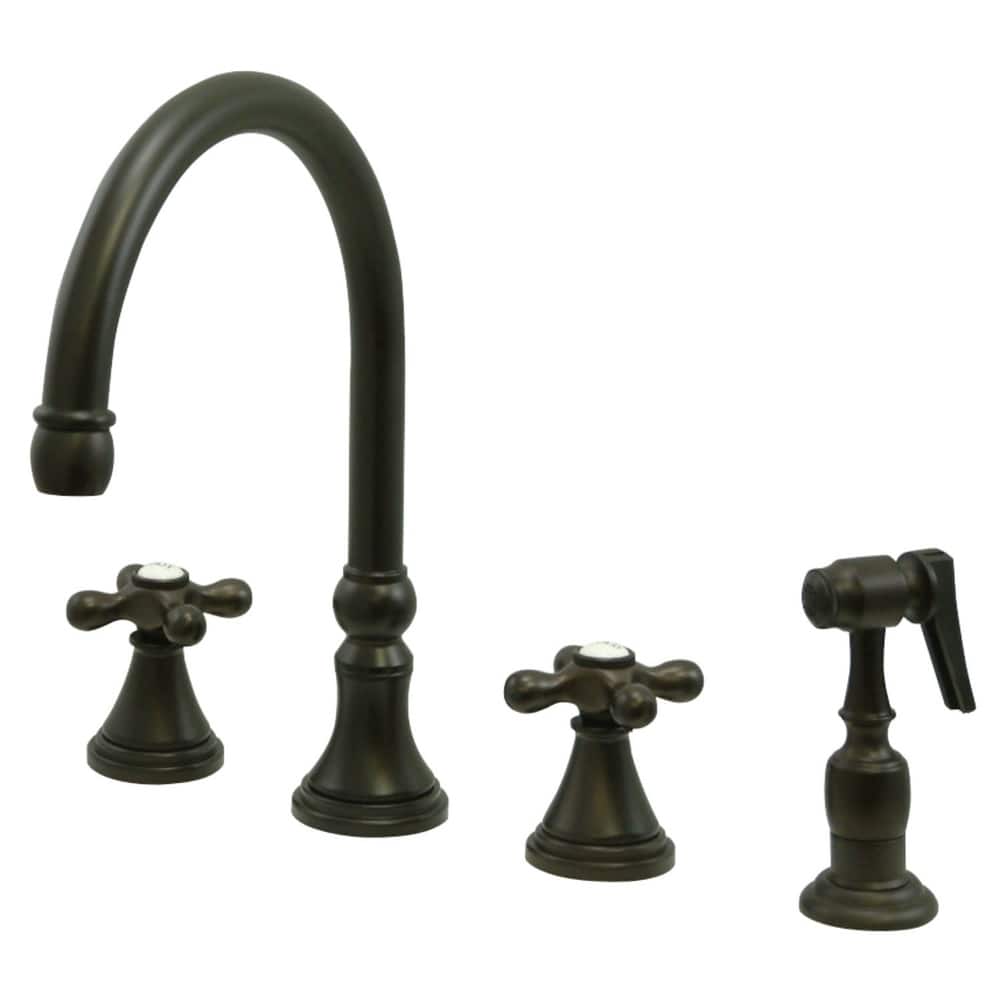 Kingston Brass Governor Widespread Kitchen Faucet with Metal Cross