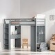 preview thumbnail 11 of 16, Storage Loft Bed with Shelves, Drawers, Writing Desk and Led Light, Twin Size