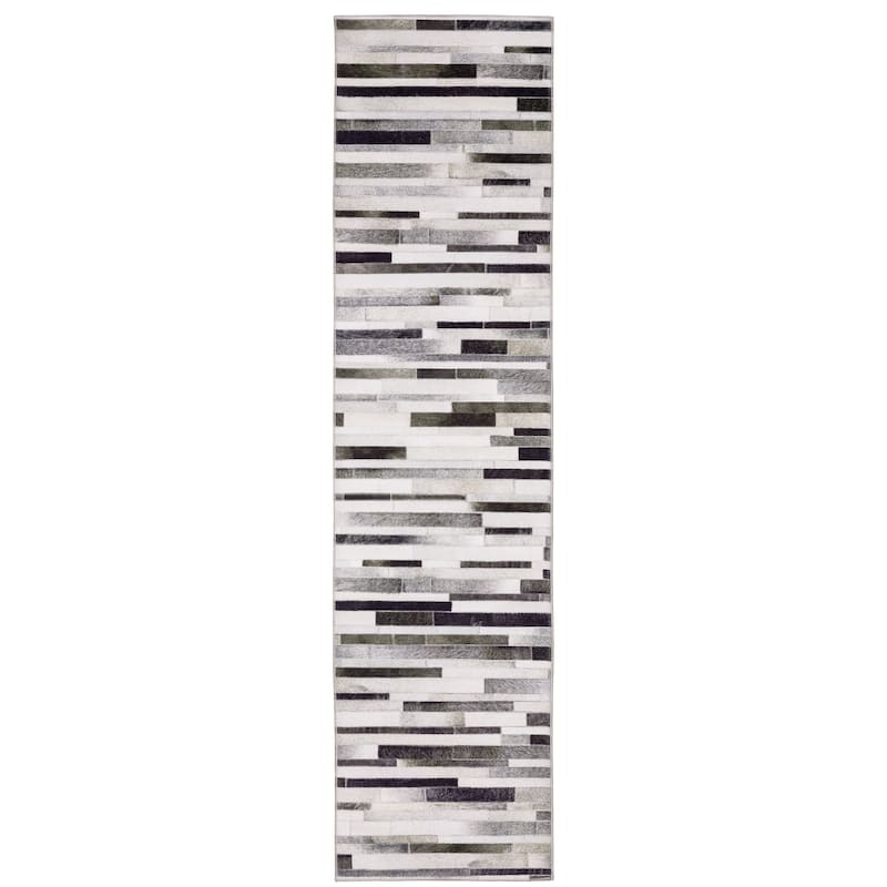 Vista Home Montreux Geometric Animal Print Gray Area Rug - 2' x 8' - Runner