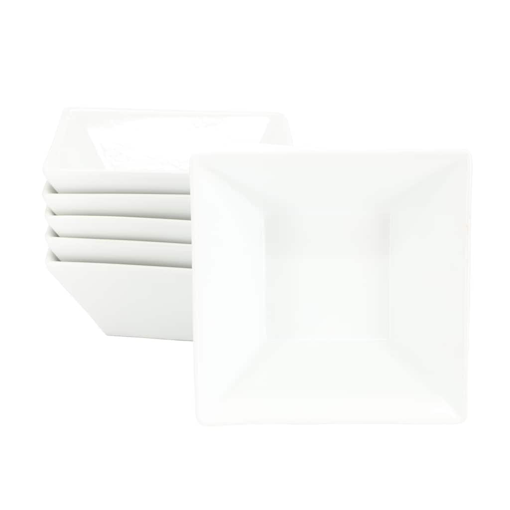 Our Table 26 oz Modern Square Set of 6 White Ceramic Soup Bowls for Salad Stew or Pasta - N/A