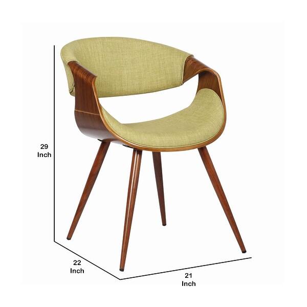Curved Back Fabric Dining Chair with Round Tapered Legs, Brown and