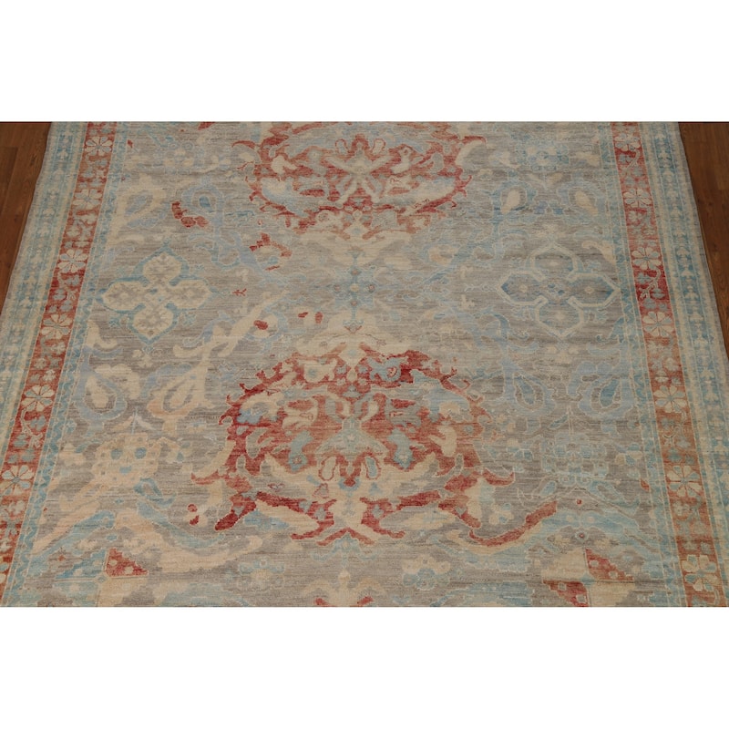 Vegetable Dye Oushak Turkish Rug Handmade Floral Wool Carpet - 8'2"x 10'2"