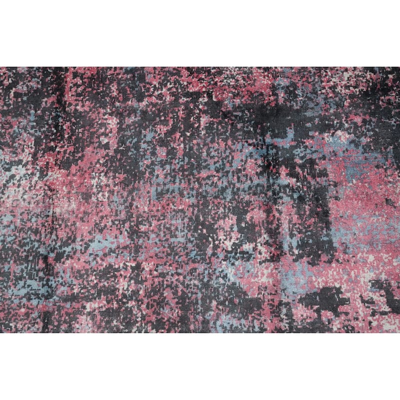 Hand Knotted Oriental Viscose Silk Carpet Modern Abstract Pink Abstract Area Rug - 9' 9'' X 8' 0''