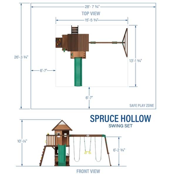 Backyard Discovery Spruce Hollow Spruce Wood Swing Set, Wave Slide