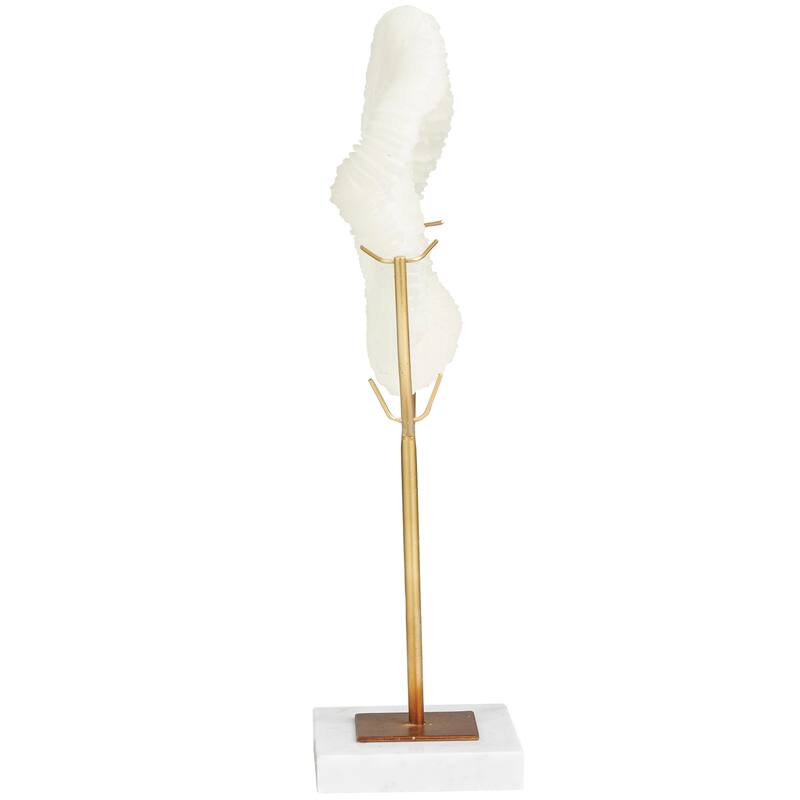 Cream Polystone Handmade Coral Sculpture with Marble Base