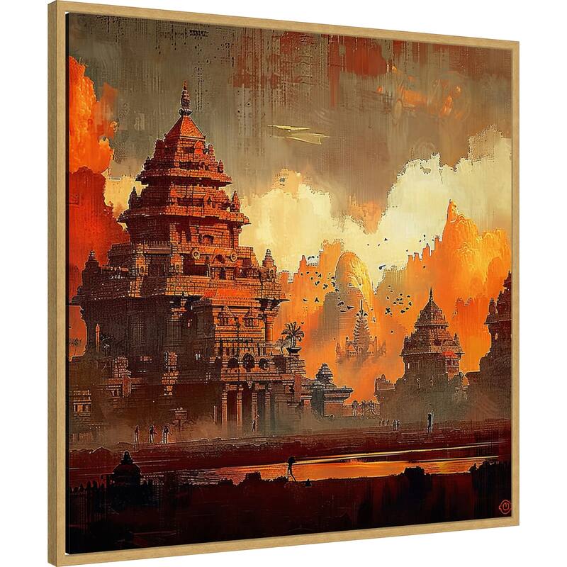 Indian Ancient Temple by Tradelink inhouse artist Framed Canvas Wall Art Print