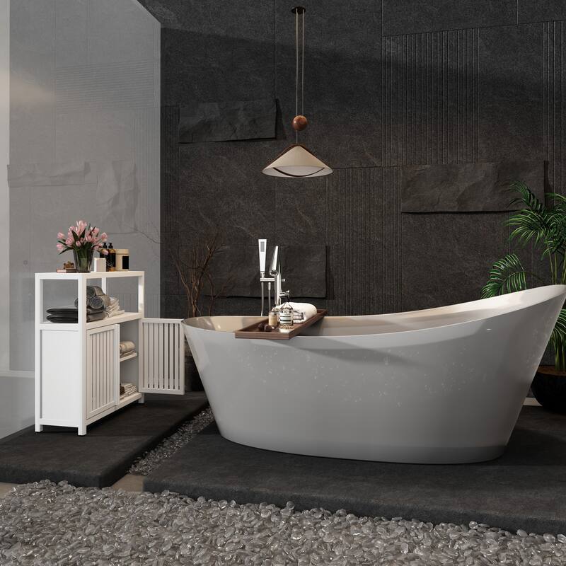 White Large Capacity Bamboo Storage Cabinet Furniture for Bathroom Living Room Bathroom Bamboo Storage Cabinet With Shel