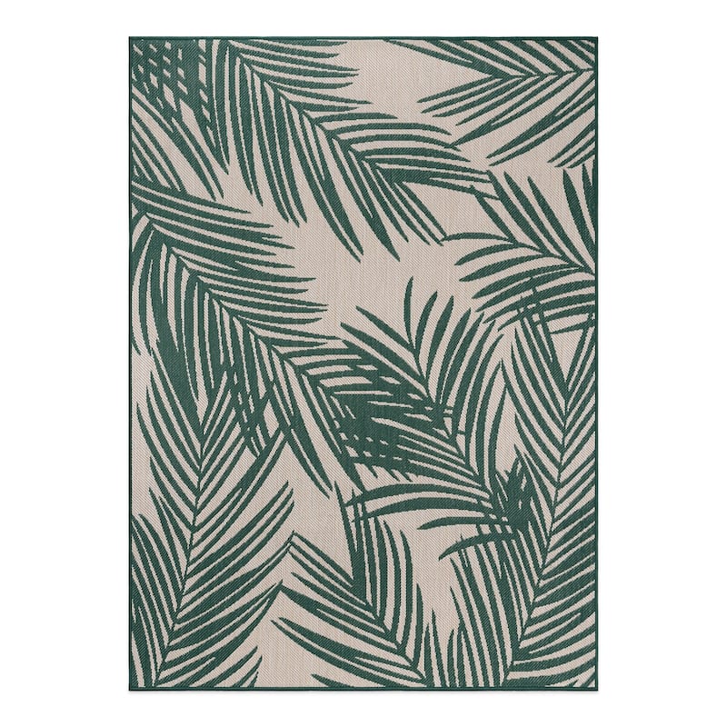 World Rug Gallery Contemporary Distressed Leaves Textured Flat Weave Indoor/Outdoor Area Rug