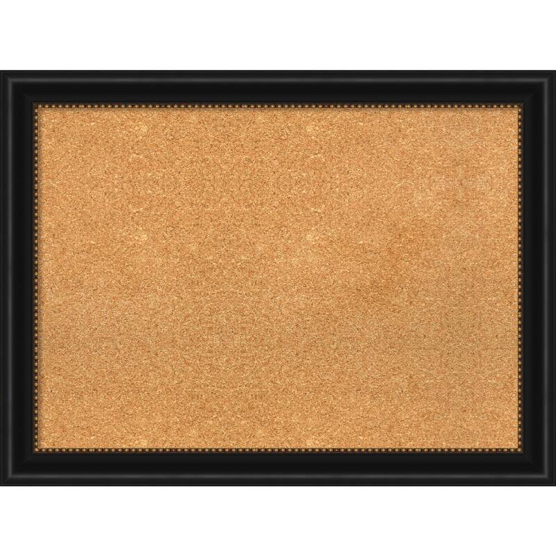 Manhattan Black Framed Cork Bulletin Memo Board - 32-Inch x 24-Inch
