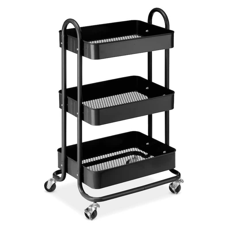 Whitmor 3-Tier Rolling Metal Cart - Black