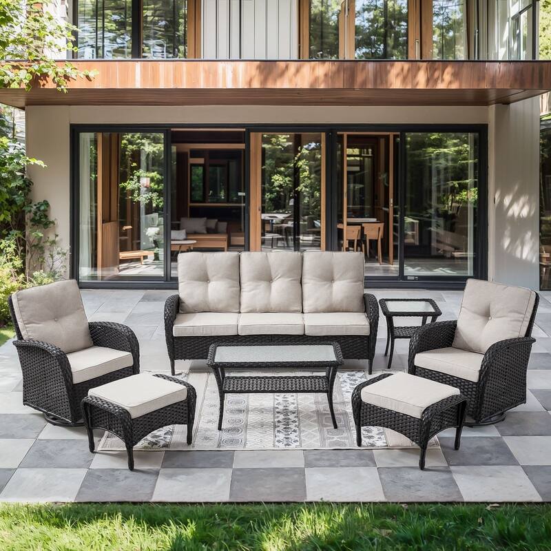 Gymojoy Outdoor Wicker Patio Furniture Sofa & Chair Set - Luxurious Comfort, Weather-Resistant