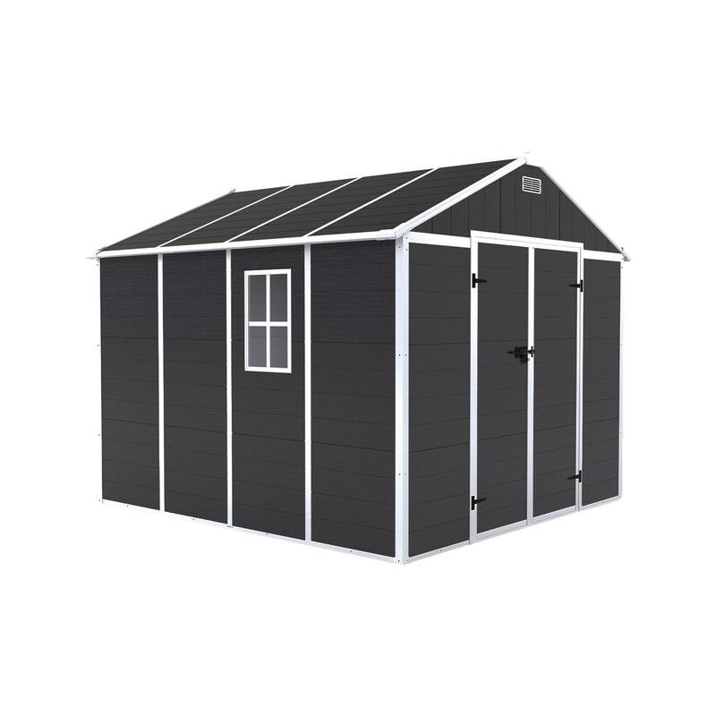8*8ft Resin Storage Shed, High Quality PP Material, Waterproof, Rust And UV Proof, Large Storage Space, 12mm Thick PP Board