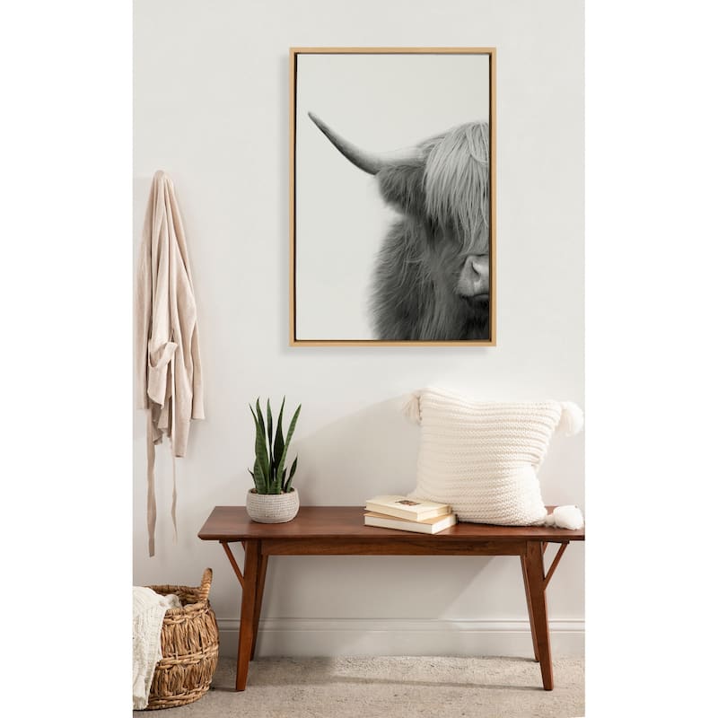Kate and Laurel Sylvie Cow Framed Canvas by The Creative Bunch Studio