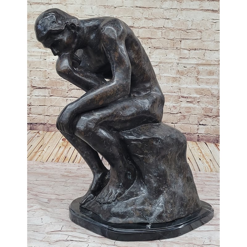 The Thinker Thinking Man Auguste Rodin Bronze Statue Sculpture Replica 24 Inches X 14 Inches