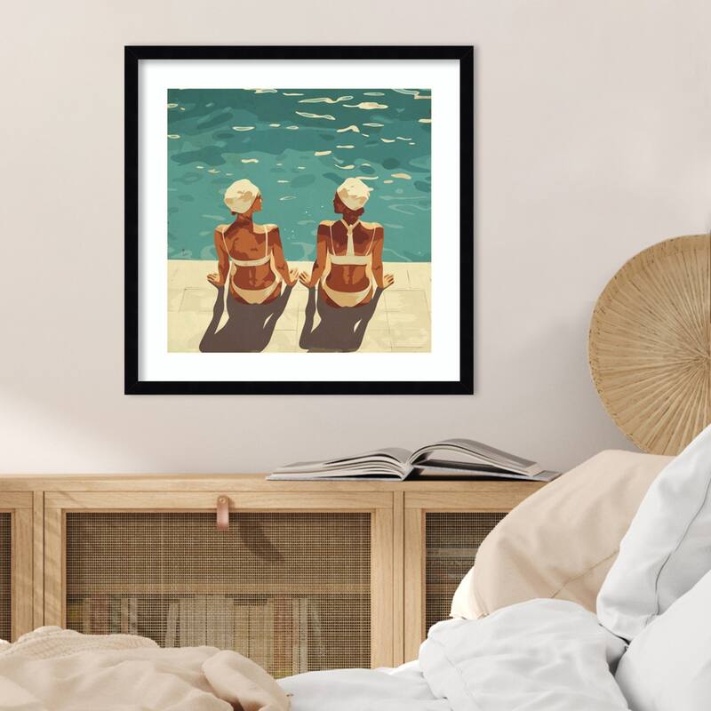 Peaceful and Poolside by Layla Oz Wood Framed Wall Art Print
