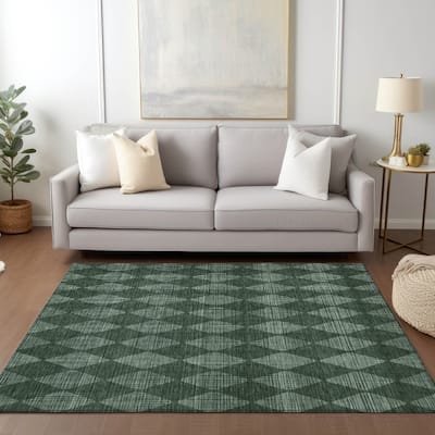 Machine Washable Indoor/ Outdoor Chantille Diamond Argyle Rug